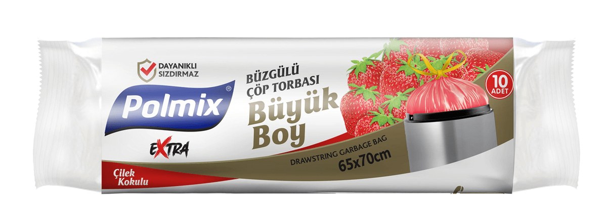 POLMIX  BÜZGÜLÜ BÜYÜK BOY ÇÖP POŞETİ ÇİLEK