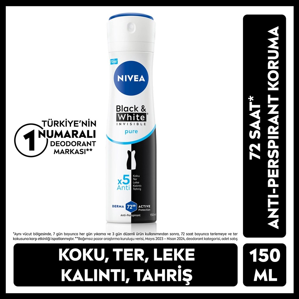 NIVEA INVISIBLE FOR BLACK & WHITE KADIN DEODORANT