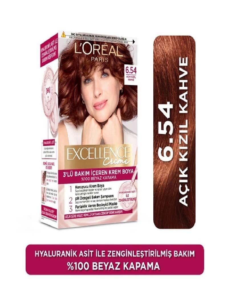 EXCELLENCE SAÇ BOYASI(6.54)*6(AÇIK KIZIL KAHVE)