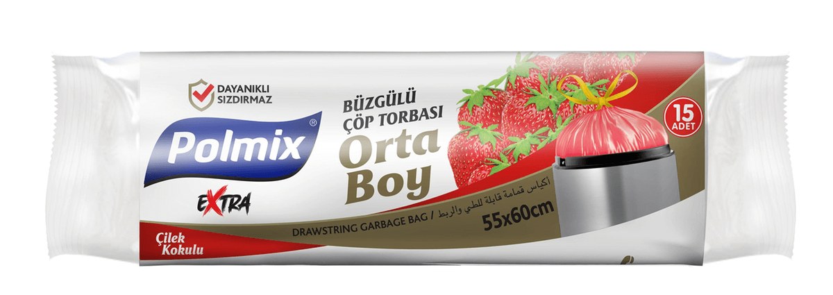 POLMİX BÜZGÜLÜ ORTA BOY ÇÖP POŞETİ ÇİLEK 